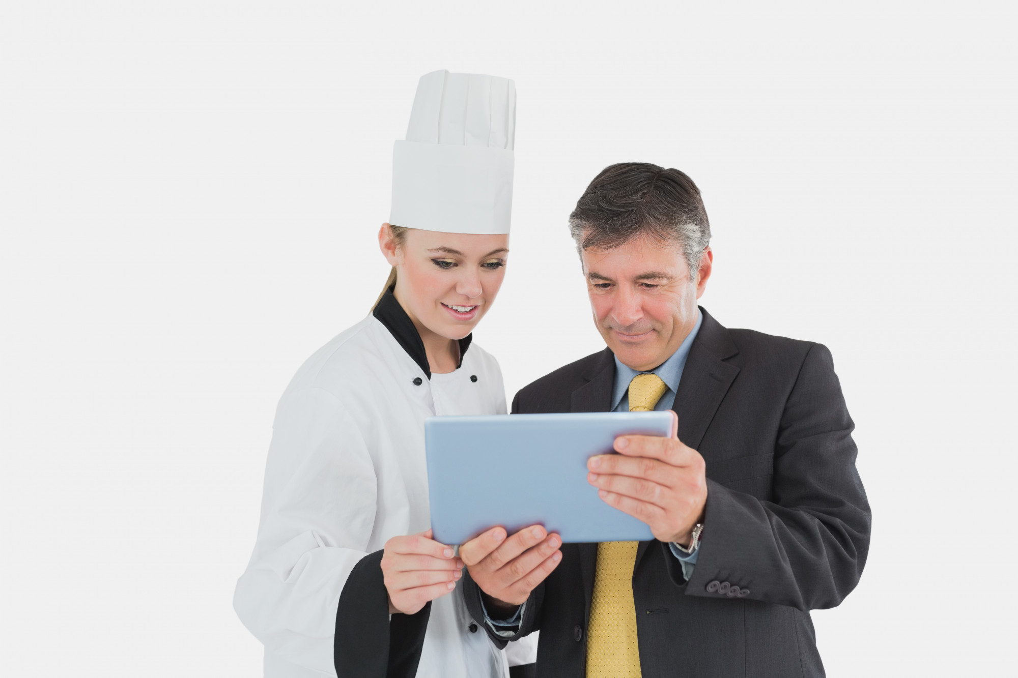 Consultation with chef and client in kitchen
