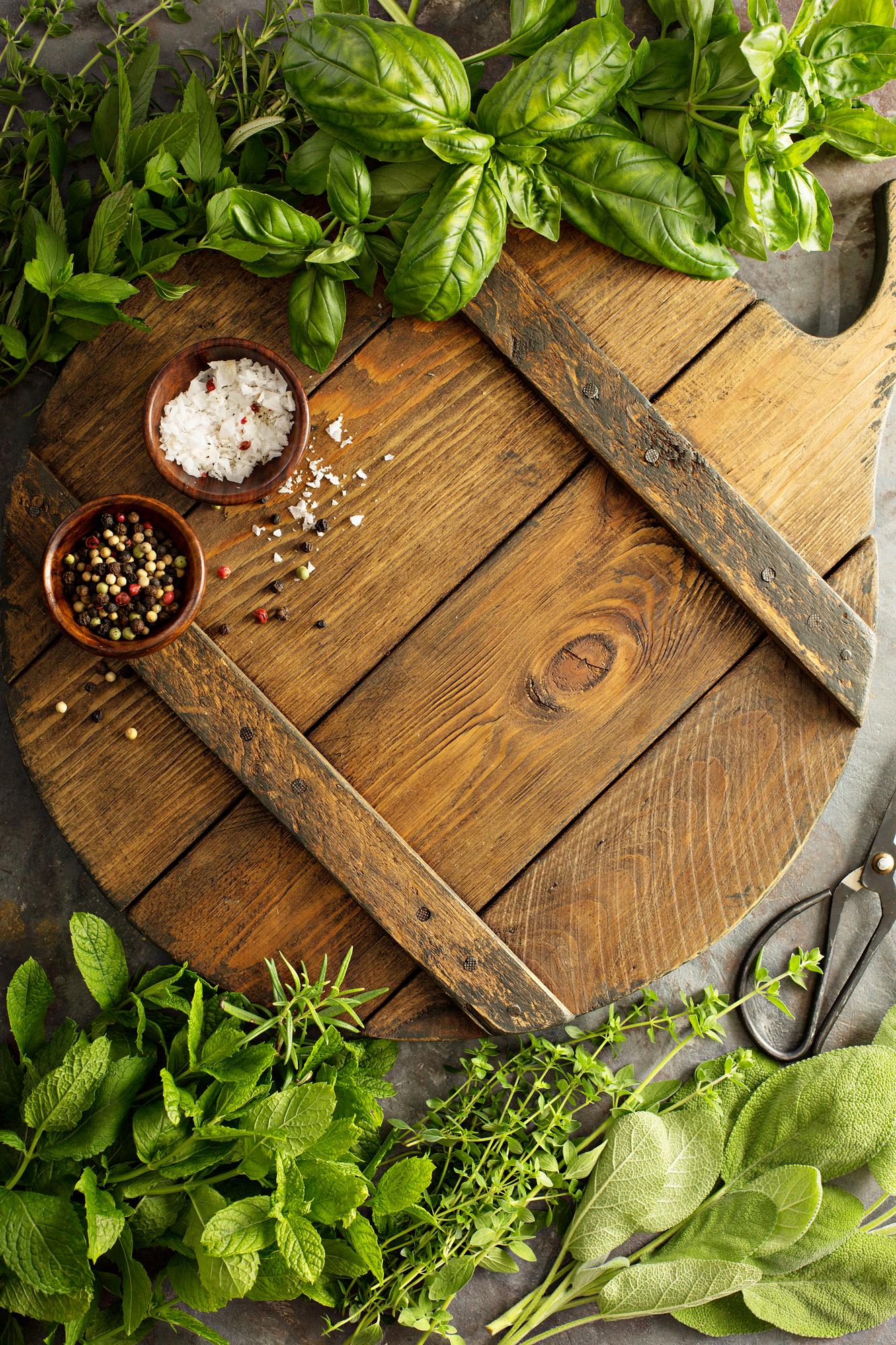 Close-up of fresh herbs and spices