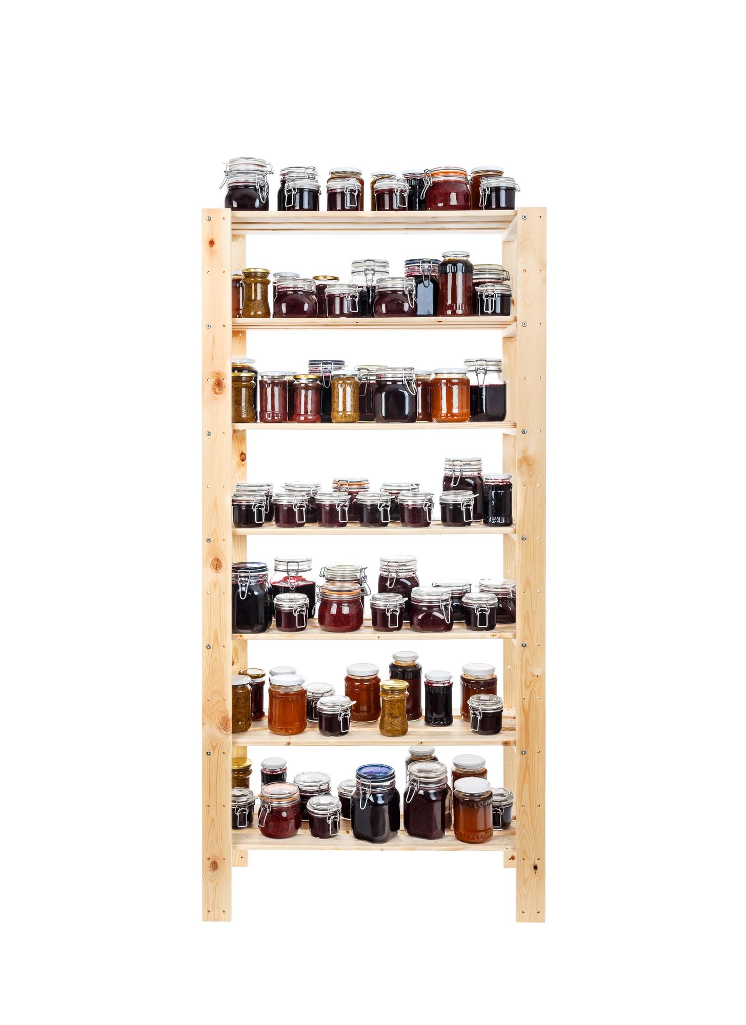 Artisan packaged preserves on shelf